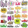Parche Bordado Creativo de Dibujos Animados Hello English Parche de Insignia Decorativa Pintada Pieza de Bordado Eléctrico para Accesorios de Ropa
