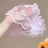 Diadema de malla de encaje rosa con flores para bebés, estilo princesa, adecuada para la sesión de fotos del día 100 del bebé, accesorio para el cabello dulce, lindo y versátil