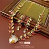 Set de Borla de Espiga de Trigo Incrustada con Diamantes Vintage para Mujer, Joyería de Moda, de Nicho, Versátil con un Toque de Lujo Ligero y de Alta Gama
