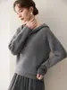 Ropa Nueva de Mujer Otoño/Invierno 2026 Suéter de Lana Tejido Grueso con Capucha y Media Cremallera Cachemir Holgado Grueso Hombros Caídos