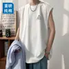 Chal transpirable 100% algodón bestseller transfronterizo para hombre, camiseta sin mangas casual holgada estampada de verano