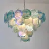 Candelabro de Cristal de Colores Estilo Francés Murano Jardín de Monet Lámpara Artística Creativa para Dormitorio Principal Lámpara de Hierro de Diseño para Comedor
