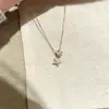Collar Colgante Estrella Curva Incrustada de Diamantes de Plata de Ley S925 para Mujer, Estilo Vintage, Diseño de Nicho de Alta Gama, Cadena de Clavícula Popular