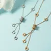 Collar con colgante de resorte tachonado de diamantes para cintura delgada, nuevo de verano para mujer, cadena para clavícula de diseño nicho de lujo ligero de alta gama, simple