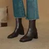 Parece que estou andando nas nuvens! Eu amo estes cada vez mais a cada uso! 25 Botas de tornozelo elásticas quadradas de salto grosso retrô para Outono/Inverno, botas de salto alto afinadoras, botas de cano curto
