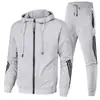 Nuevo Conjunto Deportivo Casual para Hombre de Primavera y Otoño con Sudadera con Capucha y Cremallera y Pantalones Largos, Conjunto Deportivo de Dos Piezas de Moda