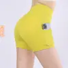 Pantalones Cortos Deportivos de Yoga de Tres Puntos Cintura Alta Fitness Secado Rápido Ciclismo Correr Bádminton Tenis Pantalones Base con Bolsillo Lateral