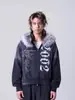 Sudadera con capucha de estilo nuevo transfronterizo europeo y americano, retro americano, con cremallera, holgada, con cuello de pelo, unisex, moda callejera