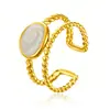 Moda Europea y Americana Transfronteriza Popular Anillo de Goteo de Aceite Negro de Acero Inoxidable Anillo Abierto Ovalado Geométrico de Alta Gama
