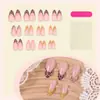 Puntas de Uñas Postizas con Estampado de Leopardo de Venta Caliente Transfronteriza, Puntas de Uñas Portátiles de Gama Alta, Pegatinas para Arte de Uñas, Puntas de Uñas Terminadas de 24 Piezas al por Mayor