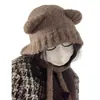 Otoño e invierno nuevo lindo oso sombrero cálido protección facial orejas pequeñas sombrero de lana sombrero de invierno japonés y coreano sombrero de punto versátil