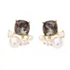 Pendientes de Moda Exquisitos con Aguja de Plata S925 Estilo Coreano Elegantes Pendientes de Moda con Perla y Circonita Pendientes Mismo Estilo Xiaohongshu para Mujer