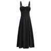 Vestido blanco estilo francés europeo y americano para mujer, casi en línea, con cordón, acordonado, escote bajo, largo medio, cintura ceñida, adelgazante, falda slip con abertura