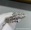 Anillo Serpiente Moissanita Hueso de Serpiente Anillo de Resorte Mujeres Material de Plata Propuesta Simulación Anillo de Diamante Joyería de Moda Nueva Tendencia