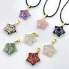 Ventas Directas de Fábrica Tendencia Europea y Americana Personalizado Piedra Natural Cristal Mixto Ágata Estilo Ins Envuelto en Seda Borde Dorado Estrella de Cinco Puntas