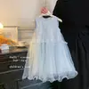 Vestido para Niñas Blue Town 2026 Nuevo Estilo, Vestido de Verano de Moda para Niñas, Hermoso Vestido de Malla con Lentejuelas para Niñas Pequeñas