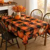 Nova toalha de mesa de Halloween transfronteiriça, poliéster estilo gótico escuro com estampas de abóbora e corvo, toalha de mesa para festa de feriado