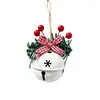 Campana de Navidad Metal Bayas Rojas Aguja de Pino Lazo Cuerda de Cáñamo Colgante Decoración de Árbol de Navidad Colgante de Campana Copo de Nieve