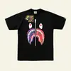 Camiseta de Manga Corta Holgada de Algodón Puro con Estampado de Boca de Tiburón Camuflaje High Street Europeo y Americano Suministro Directo al por Mayor desde el Fabricante