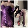 Falda Sexy de Encaje Satén Morado Oshilin para Cadera de Mujer Lencería Sexy Recogimiento de Pecho Pequeño Pijama de No Quitar Encanto
