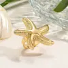 Anillo de Estrella de Mar Exagerado Más Vendido en Europa y América, Serie Océano Playa, Estilo Vacacional, Anillo Ajustable de Estrella de Mar Personalizado y Versátil