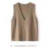 Nuevo Chaleco de Punto de Cachemira Grueso sin Mangas de Color Sólido con Cuello en V para Mujer, Holgado, Casual, Artístico