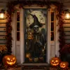 Adesivo de porta longo temático de caveira de Halloween para portas de cozinha, janelas e paredes, à prova d'água, sem resíduos, novo adesivo de feriado