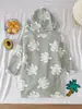 Bata con Capucha Infantil Estampado de Tortugas Verde Claro, Ropa de Dormir Gruesa de Franela para Niños, Bata Absorbente para Baño de Bebé