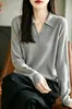 Suéter de punto acanalado para mujer de algodón puro para primavera y otoño con cuello alto, con delicadas rayas verticales, tejido transpirable y agradable para la piel, perfecto para el trabajo o el uso diario, y versátil como capa base