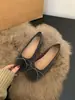 Temporada do Primeiro Encontro: Sapatilhas Vintage com Laço Delicado, Sapatos de Ballet, Sapatos para Noite de Início de Outono, Sapatos Single Franceses de Solado Macio