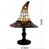 Lámpara de Sombrero de Bruja de Halloween Transfronteriza Lámpara de Sombrero de Bruja de Vidrieras Decoración del Hogar Lámpara de Mesa