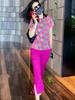 Fino Casual Plus Size Feminino Wear 2023 Novo Estilo Redutor de Idade Cor Solto Gola Redonda Manga Curta Conjunto de Duas Peças