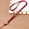 Corda para Colar Tecida à Mão, Corda Trançada Pura Feita à Mão para Pendurar Colares, Corda com Pingente Flor de Pessegueiro, Corda para Amuleto de Buda com Jade e Cera de Abelha