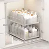 Estante de almacenamiento de múltiples niveles extraíble debajo del mueble de baño y el lavabo
