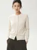Cardigã Yangzi de malha fina 18 pontos 100% lã pura para mulheres, suéter fino casual de moda com gola redonda baixa, peça de outer wear tricotada