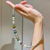 Collar de Perlas Shijia de Alta Calidad Color Morandi Mezclado Colorido Maillard Cadena para Clavícula Colgante para Mujer