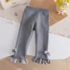 Leggings de Inverno Doces Forrados com Fleece para Meninas 25 Novos Quentes Estilo Princesa com Renda e Laço Calça Skinny