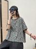 2025 Verano Nuevo Cuello Redondo Casual Artístico Jersey Camiseta Estampado Floral Combinable Manga Corta Mujer