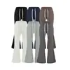 Pantalones casuales acampanados con cordón de tiro bajo estilo americano para mujer, otoño 2026, corte slim, pantalones de campana que adelgazan y alargan las piernas al por mayor