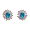 Pendientes de Girasol con Circonita de Alta Gama, Moda Transfronteriza Europea y Americana, Exquisitos y Versátiles, Pendientes Súper Brillantes al por Mayor