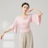 Ropa de Danza Moderna, Camiseta Ajustada de Un Hombro Estilo Perezoso para Mujer, Diseño Elegante con Mangas de Campana, Danza Clásica Elegante