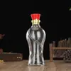 Garrafa de Vidro Transparente Espessada para Bebidas Alcoólicas Atacado Pacote 0,5kg 500ml Garrafa Selada para Bebidas Alcoólicas Caseiras Garrafa de Vinho com Bolhas