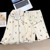 Pijama Novo para Mulheres Primavera e Outono, Calça de Manga Longa, Cardigan de Algodão Nuvem, Conjunto Doce, Roupas de Casa Largas, Atacado Transfronteiriço