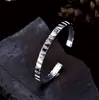 Prata 925 Corrente Vintage Zircônia Preta Pulseira Aberta Estilo Coreano Moda Versátil Pulseira Presente Personalizado Atacado