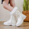Botas Infantiles Otoño e Invierno 2026 Nuevas Botas de Nieve para Niñas con Pelo de Conejo para Niños Mayores Cálidas Botas de Cuero de Princesa Botas de Media Caña