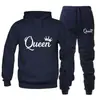 Conjuntos com Capuz Estampados Rei e Rainha Moda Outono Inverno Co