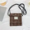 Bolsa de celular xadrez artística estilo coreano, mini bolsa transversal de nicho estilo ins, bolsa de ombro versátil para meninas