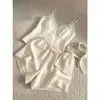 Conjunto de Pijama de Camisola con Ribete de Encaje y Shorts de Nuevo Estilo para Verano para Mujer Dulce Estilo Pequeño Chanel Conjunto de Ropa de Casa