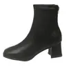 Botas de tornozelo de moda com salto alto estilo francês para mulheres, 2026 outono e inverno novas botas slim de salto grosso estilo britânico, botins Martin para baixinhas