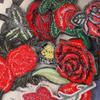 Etiqueta bordada por computadora con fresa, sello de flor de rosa, accesorios de ropa, abrigos, sombreros, decoración, parche DIY, pegatina de tela bordada